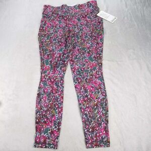 Lululemon Legging Women 14 Pink Green Floral Base Pace HR Tight Fleece 32x28 NEW